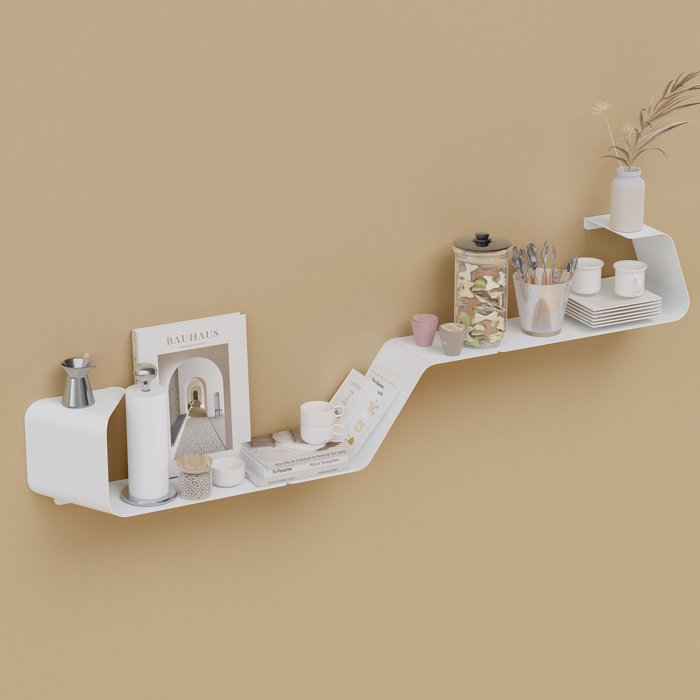 Wrought Studio Eliyah Metal Floating Shelf, Wall Shelf, Wall Mounted Metal Shelves with Unique